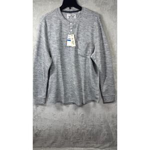 Original Penguin NEW Henley Shirt Mens XL Gray Long Sleeve Pocket Textured Knit